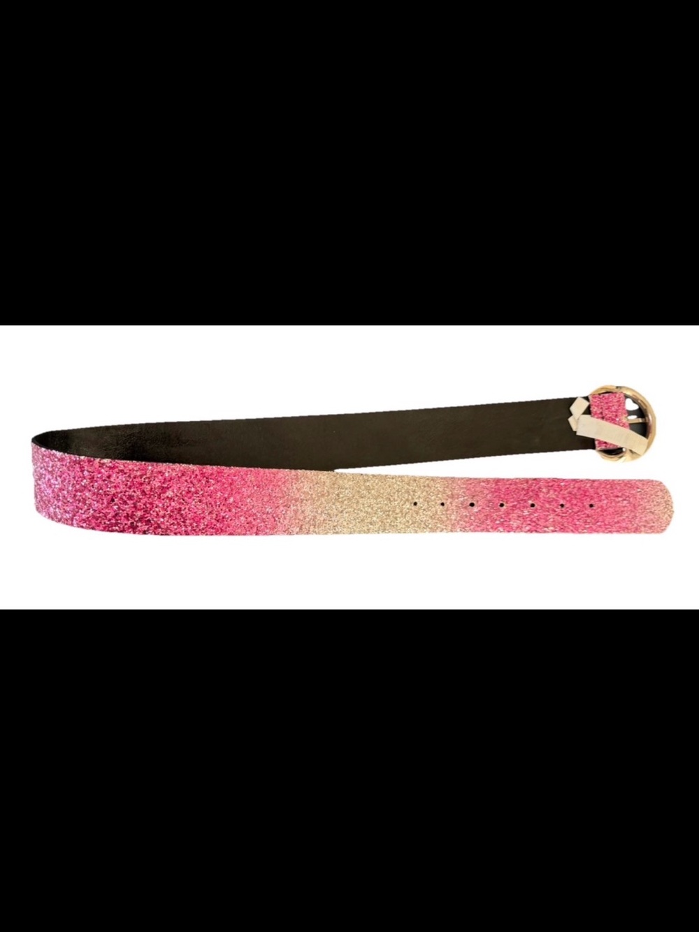Steve Madden Pink Glitter Ombré Belt with Silver  Buckle